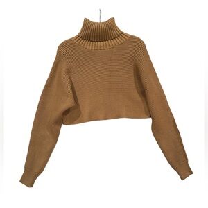 House of Harlow 1960 Camel‎ Turtleneck Crop  knit Sweater Size Medium